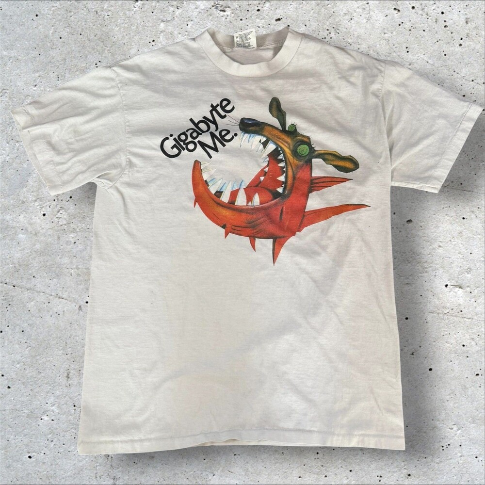 Vintage 90s Gigabyte Me Tech Promo Graphic Tee Shirt Mens Large PowerPro Oneita